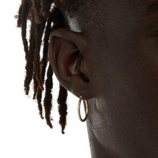 20mm Diamond-Cut Hoop Earrings in 14K Tube Hollow Gold