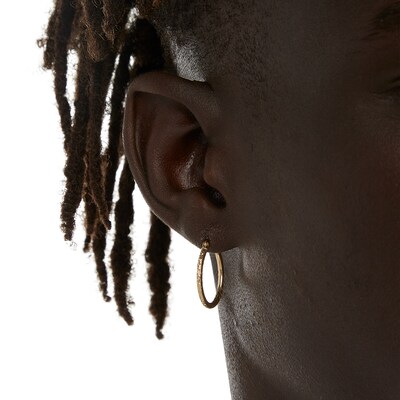 20mm Diamond-Cut Hoop Earrings in 14K Tube Hollow Gold
