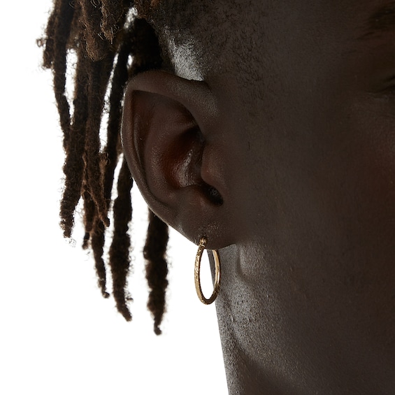 20mm Diamond-Cut Hoop Earrings in 14K Tube Hollow Gold