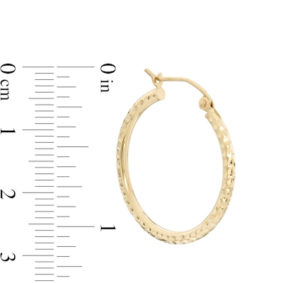 25mm Diamond-Cut Hoop Earrings in 14K Tube Hollow Gold