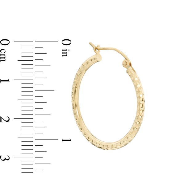 25mm Diamond-Cut Hoop Earrings in 14K Tube Hollow Gold