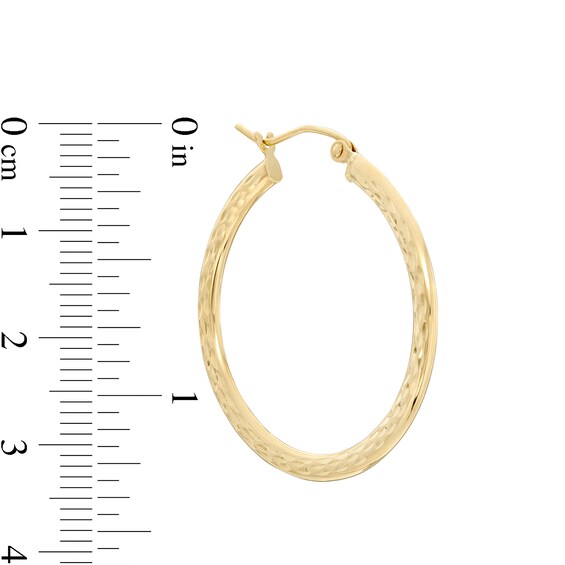 30mm Diamond-Cut Hoop Earrings in 14K Tube Hollow Gold