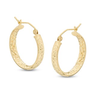 20mm Diamond-Cut Hoop Earrings in 14K Tube Hollow Gold