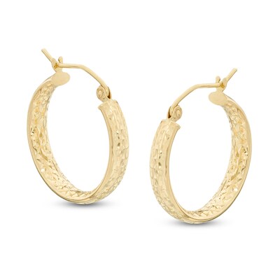 20mm Diamond-Cut Hoop Earrings in 14K Tube Hollow Gold