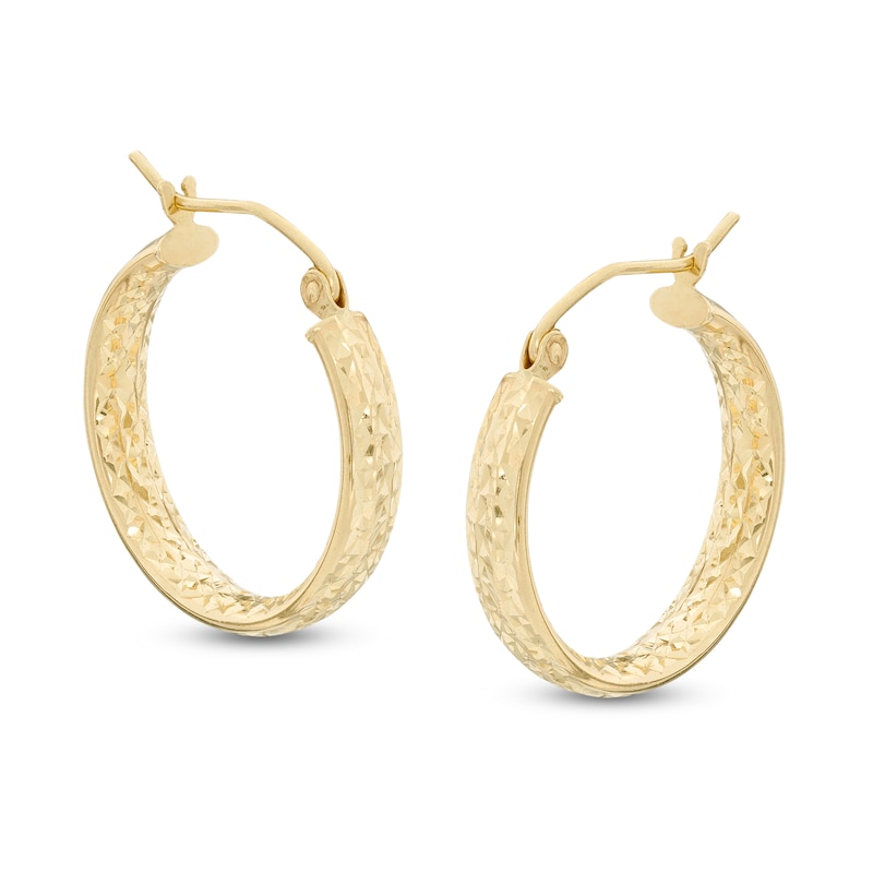 20mm Diamond-Cut Hoop Earrings in 14K Tube Hollow Gold | Banter