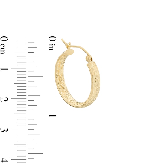 20mm Diamond-Cut Hoop Earrings in 14K Tube Hollow Gold