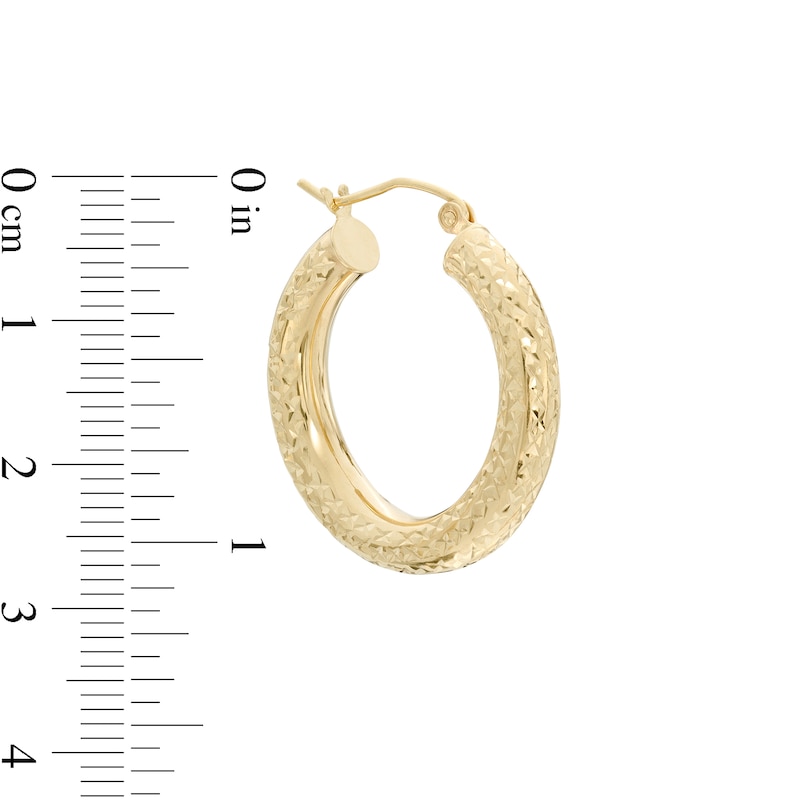 Main Image 2 of 25mm Diamond- Cut Hoop Earrings in 14K Tube Hollow Gold