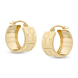 15mm Diamond-Cut Hoop Earrings in 14K Tube Hollow Gold