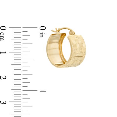 15mm Diamond-Cut Hoop Earrings in 14K Tube Hollow Gold