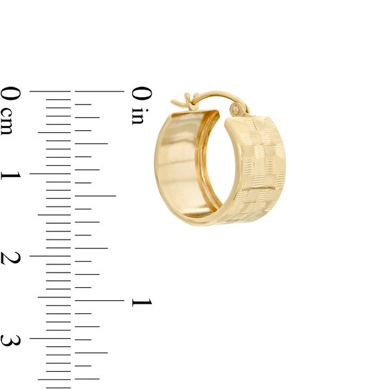 15mm Diamond-Cut Hoop Earrings in 14K Tube Hollow Gold