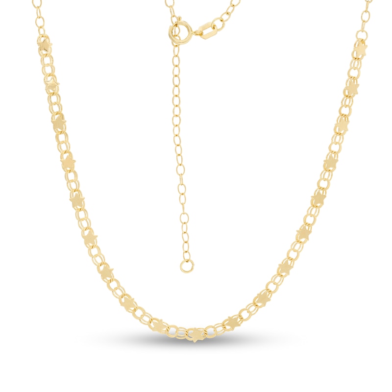 Star and Oval Choker Necklace in 10K Gold - 16"