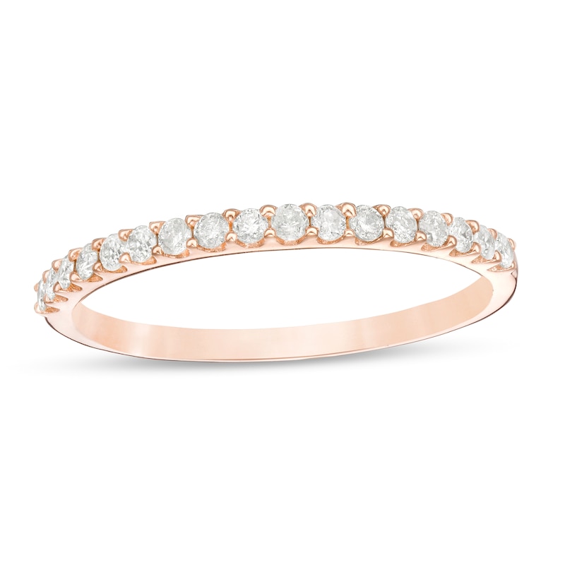 Main Image 1 of 1/4 CT. T.W. Diamond Wedding Band in 10K Rose Gold