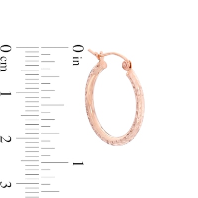 20mm Diamond-Cut Hoop Earrings in 14K Tube Hollow Rose Gold