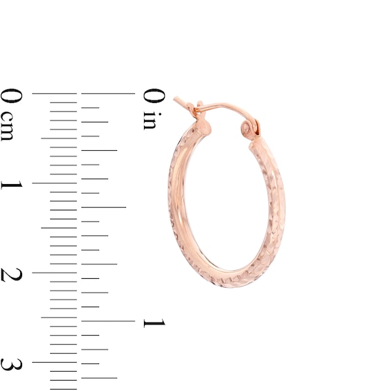 20mm Diamond-Cut Hoop Earrings in 14K Tube Hollow Rose Gold