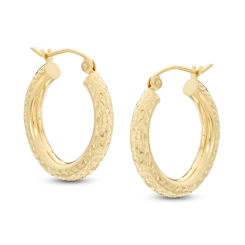 Main Image 1 of 20mm Diamond-Cut Hoop Earrings in 14K Tube Hollow Gold