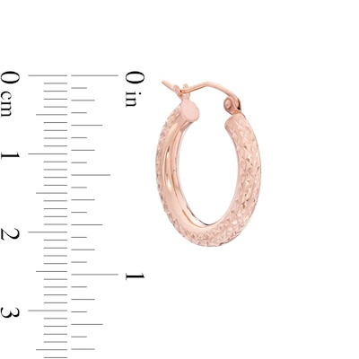 20mm Diamond-Cut Hoop Earrings in 14K Tube Hollow Rose Gold