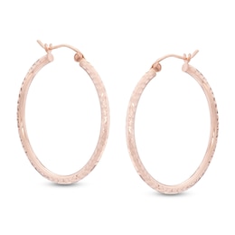 30mm Diamond- Cut Hoop Earrings in 14K Tube Hollow Rose Gold