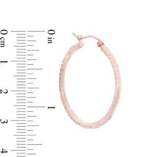 30mm Diamond- Cut Hoop Earrings in 14K Tube Hollow Rose Gold