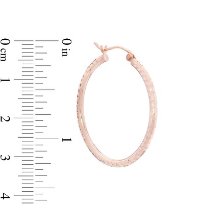 30mm Diamond- Cut Hoop Earrings in 14K Tube Hollow Rose Gold