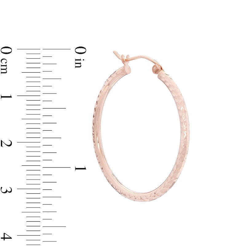 Main Image 2 of 30mm Diamond- Cut Hoop Earrings in 14K Tube Hollow Rose Gold