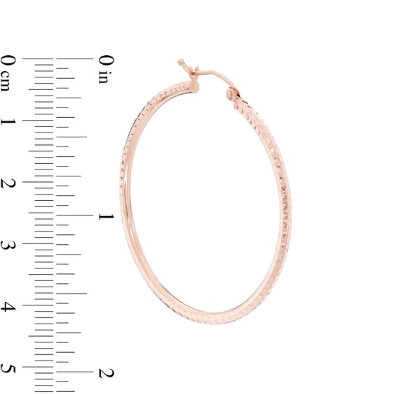 40mm Diamond-Cut Earrings in 14K Tube Hollow Rose Gold