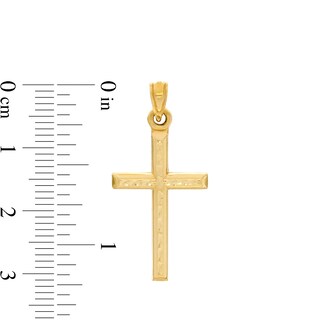 Diamond-Cut Cross Necklace Charm in 10K Stamp Hollow Gold