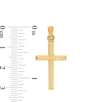 Diamond-Cut Cross Necklace Charm in 10K Stamp Hollow Gold