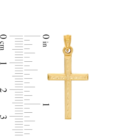 Diamond-Cut Cross Necklace Charm in 10K Stamp Hollow Gold