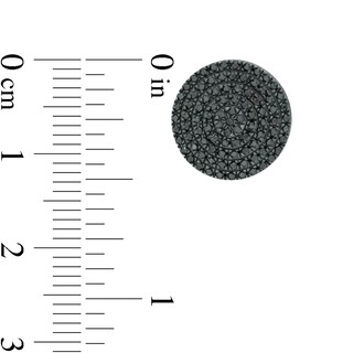 Black Cubic Zirconia Cluster Stud Earrings in Sterling Silver with Black Rhodium