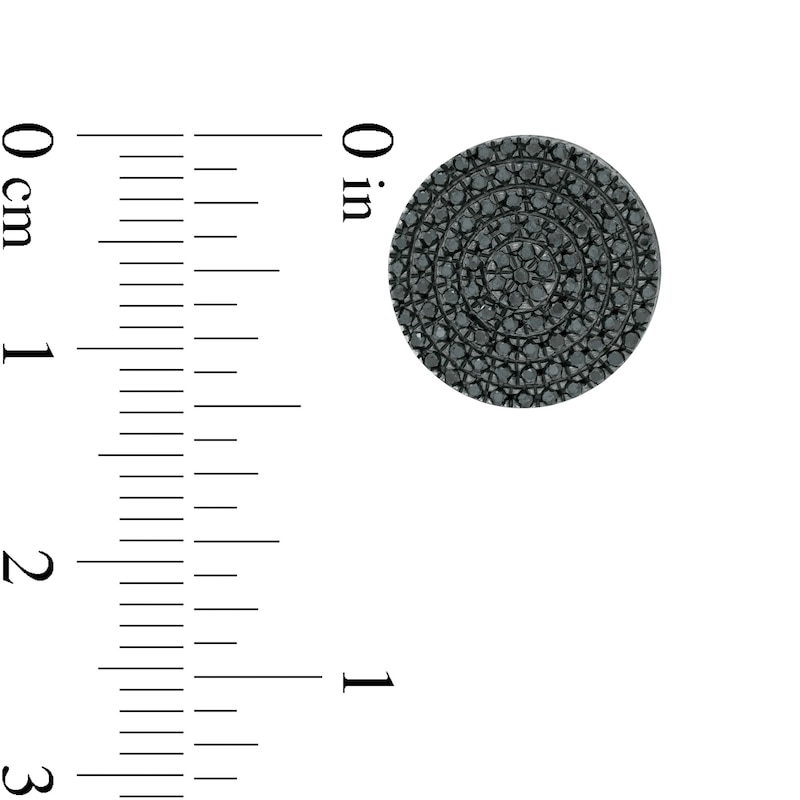 Black Cubic Zirconia Cluster Stud Earrings in Sterling Silver with Black Rhodium