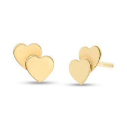 Child's Overlapping Hearts Stud Earrings in 10K Gold