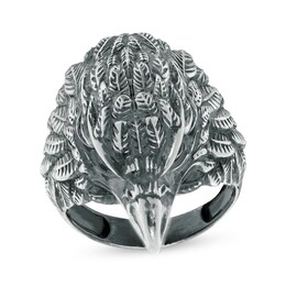 Oxidized Eagle's Head Ring in Sterling Silver - Size 10