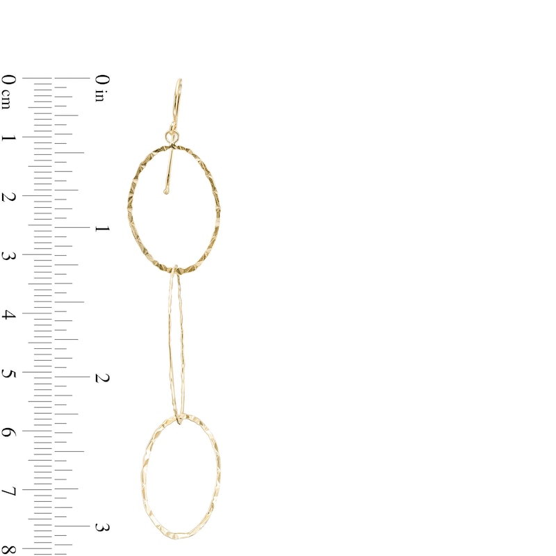 Hammered Triple Interlocking Circle Drop Earrings in 10K Gold