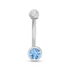 Thumbnail Image 1 of 14K White Gold Blue CZ Belly Button Ring - 14G 7/16"