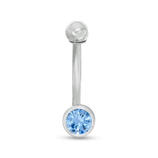 14K Gold Blue CZ Belly Button Ring