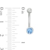 Thumbnail Image 2 of 14K White Gold Blue CZ Belly Button Ring - 14G 7/16"
