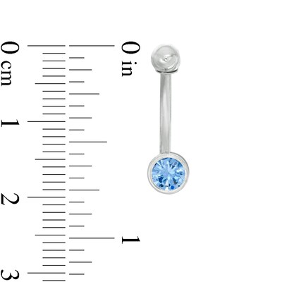 14K Gold Blue CZ Belly Button Ring