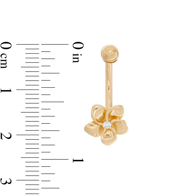 Main Image 2 of 014 Gauge Cubic Zirconia Flower Belly Button Ring in 14K Gold