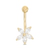 Thumbnail Image 0 of 014 Gauge Marquise Cubic Zirconia Flower Belly Button Ring in 14K Gold