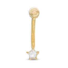 014 Gauge Star-Shaped Cubic Zirconia Mini Belly Button Ring in 14K Gold
