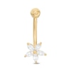 Thumbnail Image 0 of 014 Gauge Marquise Cubic Zirconia Flower Belly Button Ring in 14K Gold