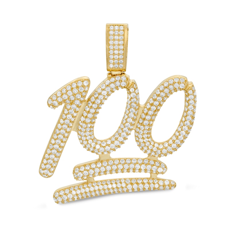 Cubic Zirconia "100" Necklace Charm in 10K Gold