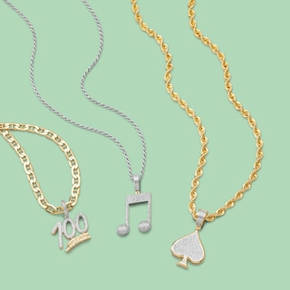 10K Gold CZ "100" Necklace Charm