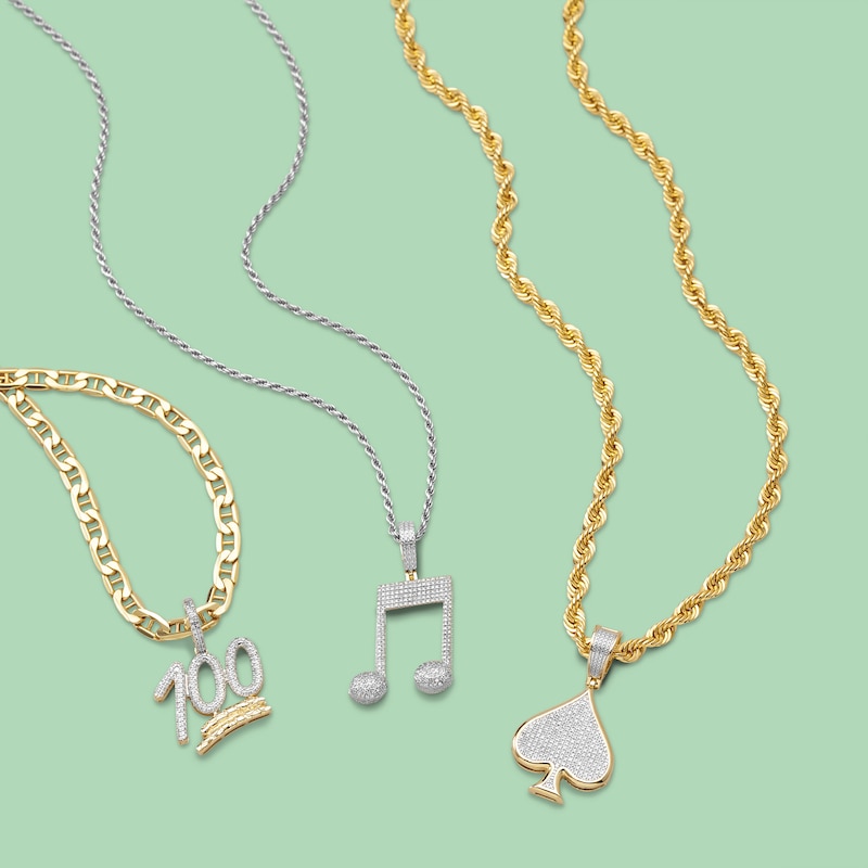 Main Image 2 of 10K Gold CZ "100" Necklace Charm