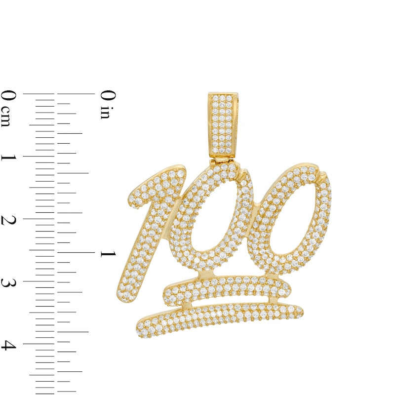Main Image 3 of 10K Gold CZ "100" Necklace Charm