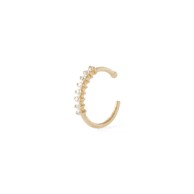020 Gauge Cubic Zirconia Nose Ring in Solid 14K Gold