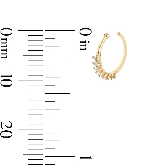14K Solid Gold CZ Nose Hoop - 20G 5/16"