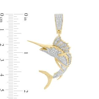 1/4 CT. T.W. Diamond Marlin Fish Necklace Charm in 10K Gold