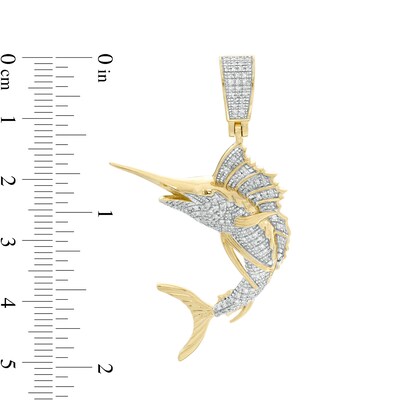 1/4 CT. T.W. Diamond Marlin Fish Necklace Charm in 10K Gold