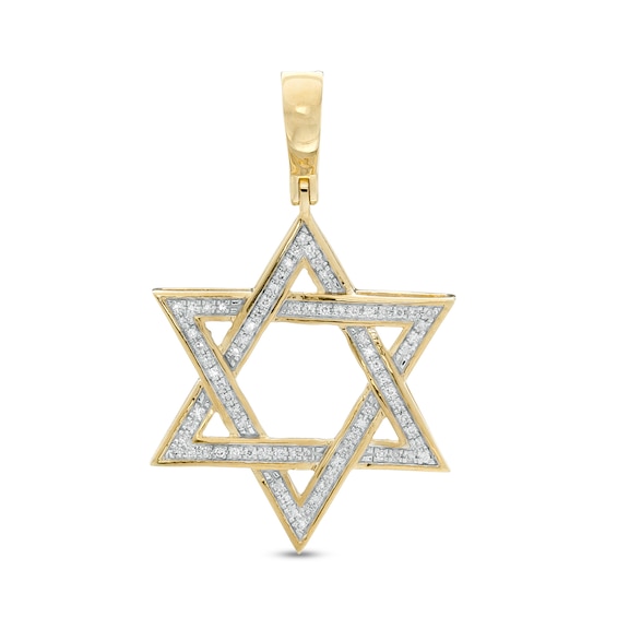 1/ CT. T.W. Diamond Star of David Necklace Charm in 10K Gold